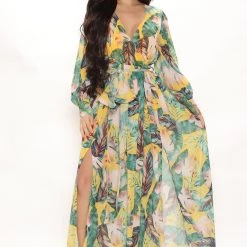 Fashion Nova Park Avenue Maxi Dress - Yellow/combo