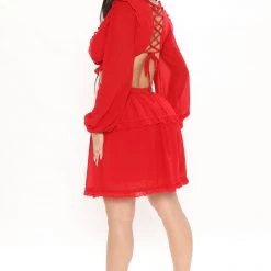 Fashion Nova Ansley Ruffle Mini Dress - Red 12 Fashion Nova Ansley Ruffle Mini Dress - Red -fashion nova dresses Shop 01 06 22Studio3 ME MJ 11 55 35 44 DM1907 Red 0752 PB