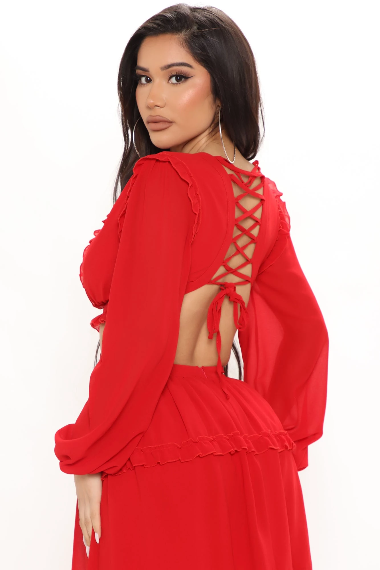 Fashion Nova Ansley Ruffle Mini Dress - Red 6 Fashion Nova Ansley Ruffle Mini Dress - Red - Image 4