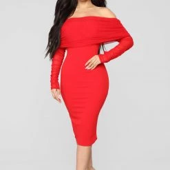 Fashion Nova Take Me On A Dinner Date Dress - Red