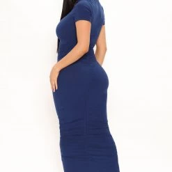 Fashion Nova Good Days In My Mind Short Sleeve Midi Dress - Navy -fashion nova dresses Shop 01 10 21Studio3 MS J 11 48 33 42 FNT014A Navy 0004 KL