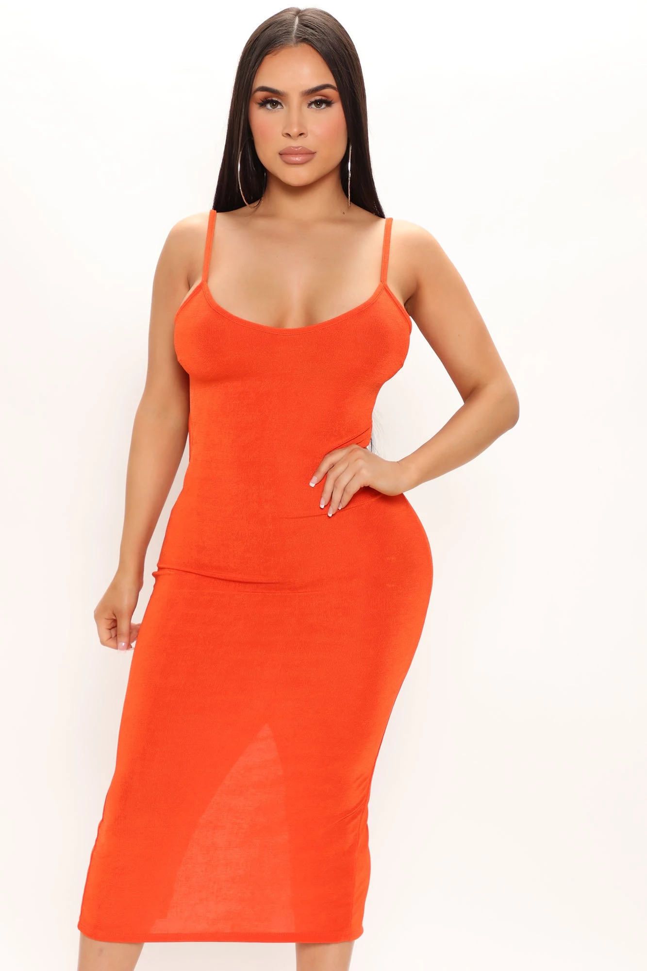 Fashion Nova Add Some Spice Midi Dress - Red Orange 4 Fashion Nova Add Some Spice Midi Dress - Red Orange - Image 2