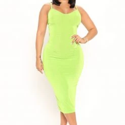 Fashion Nova Add Some Spice Midi Dress - Green