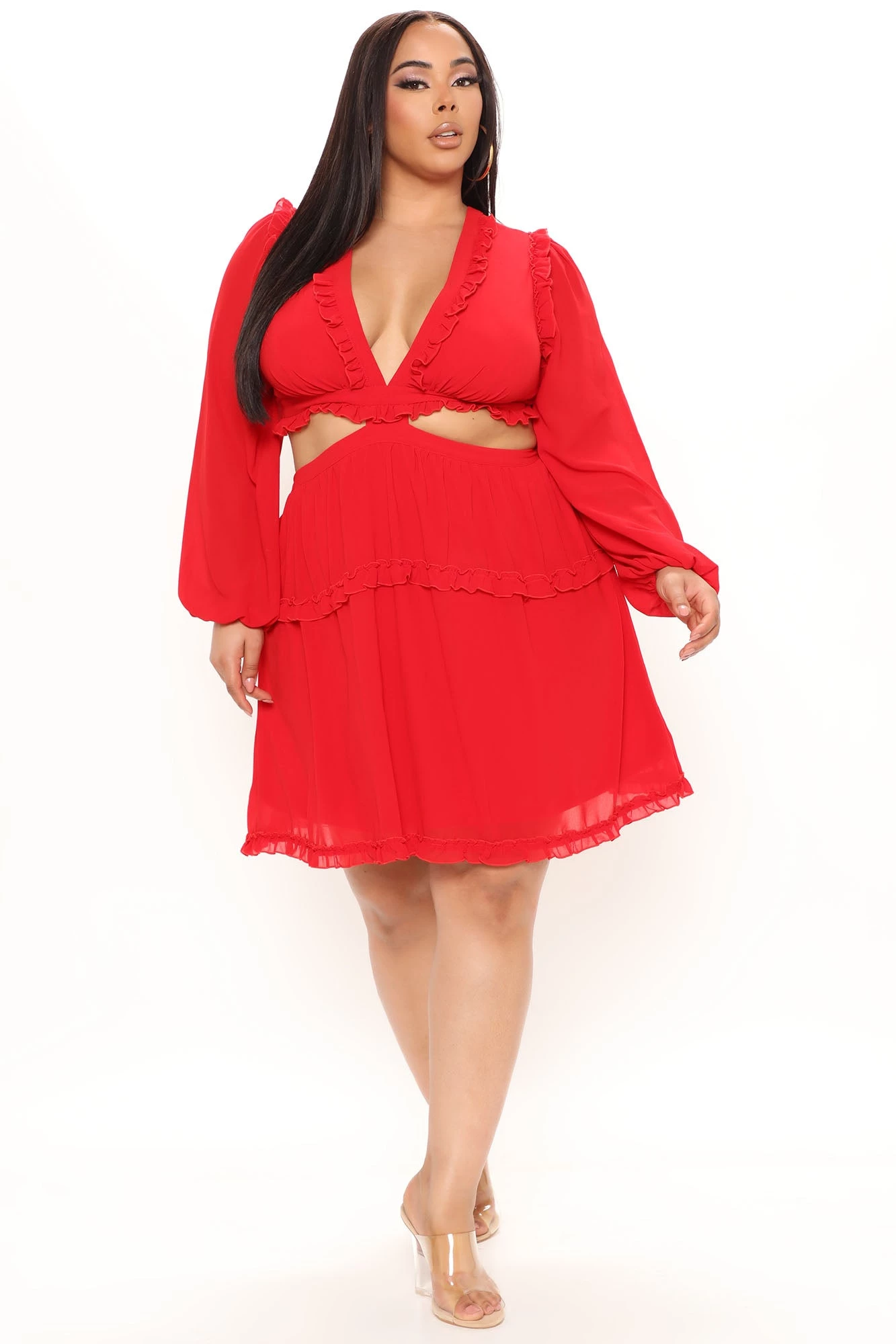Fashion Nova Ansley Ruffle Mini Dress - Red 7 Fashion Nova Ansley Ruffle Mini Dress - Red - Image 5