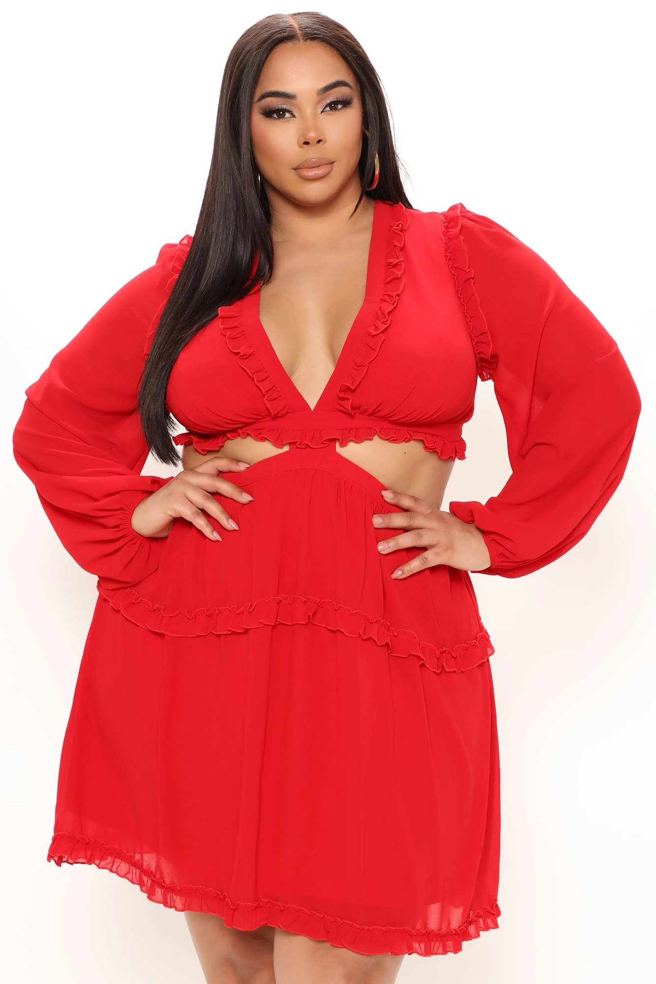 Fashion Nova Ansley Ruffle Mini Dress - Red 8 Fashion Nova Ansley Ruffle Mini Dress - Red - Image 6