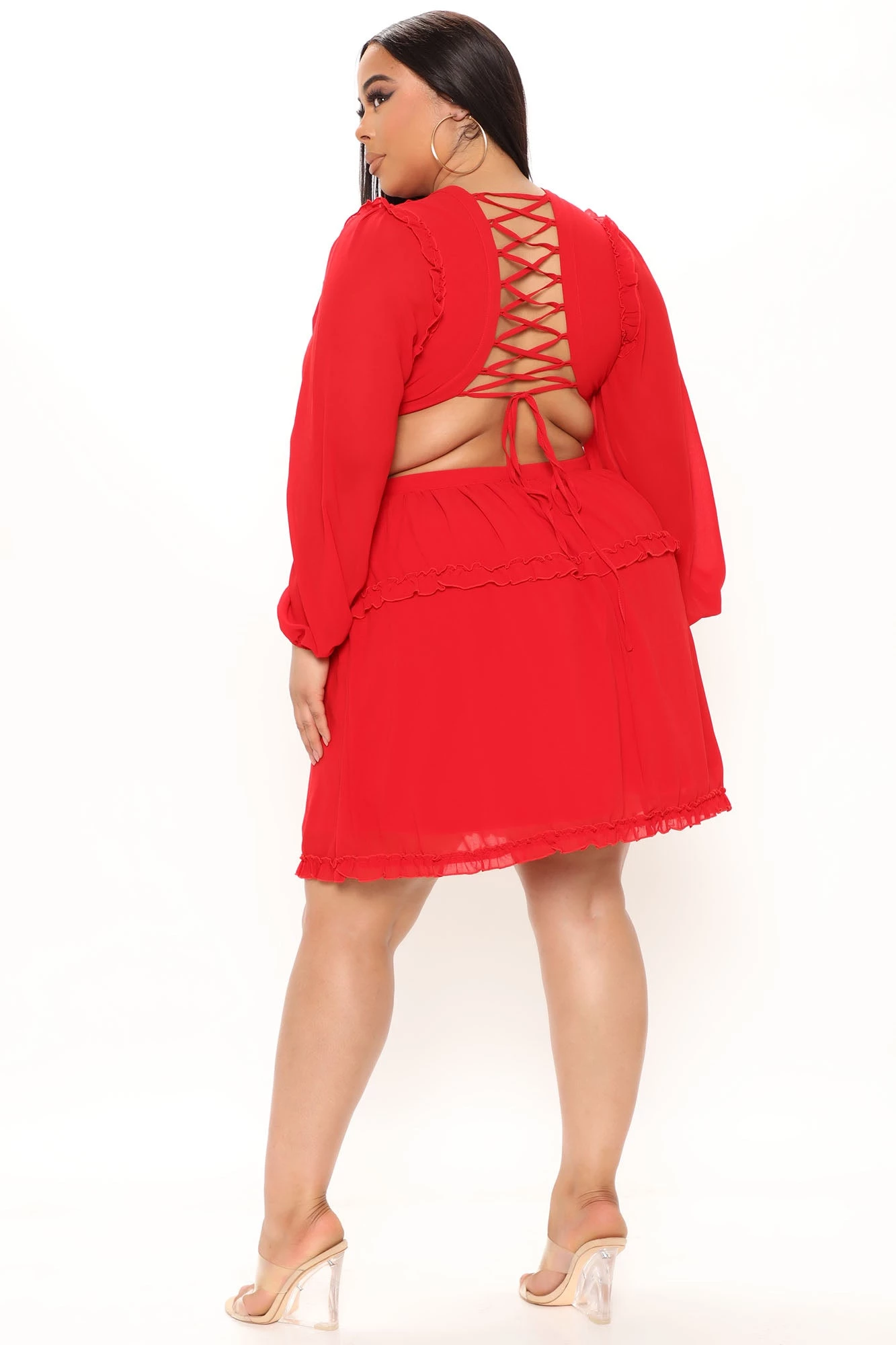 Fashion Nova Ansley Ruffle Mini Dress - Red 9 Fashion Nova Ansley Ruffle Mini Dress - Red - Image 7