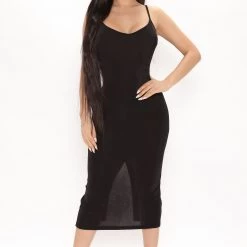 Fashion Nova Add Some Spice Midi Dress - Black