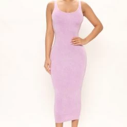 Fashion Nova Your Needs Met Mineral Wash Dress - Lavender/combo