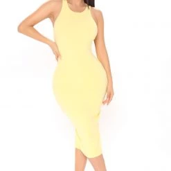 Fashion Nova On My Mind Midi Dress - Yellow