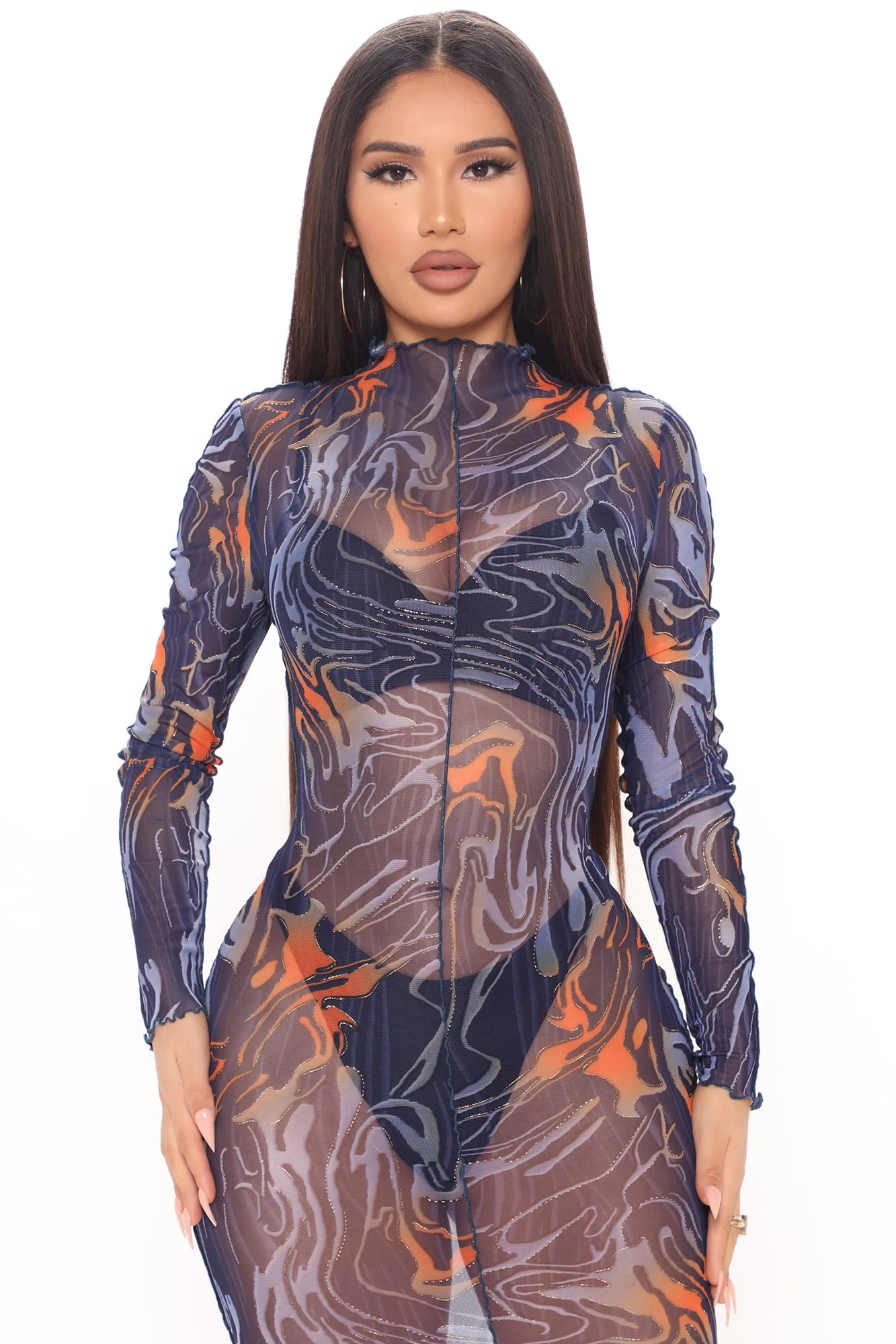 Fashion Nova Emery Mesh Maxi Dress - Blue/combo 7 Fashion Nova Emery Mesh Maxi Dress - Blue/combo - Image 5