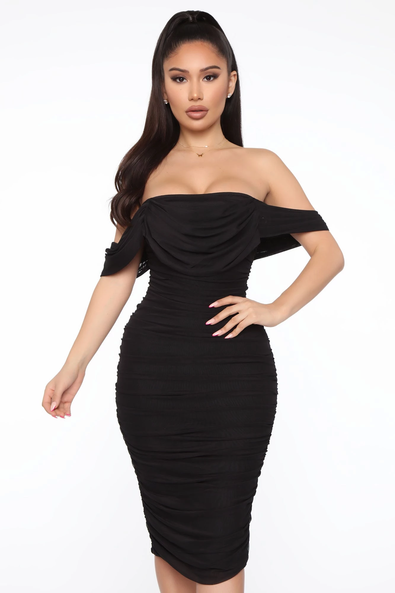 Fashion Nova Bad For The Night Bandage Midi Dress - Black - Image 3