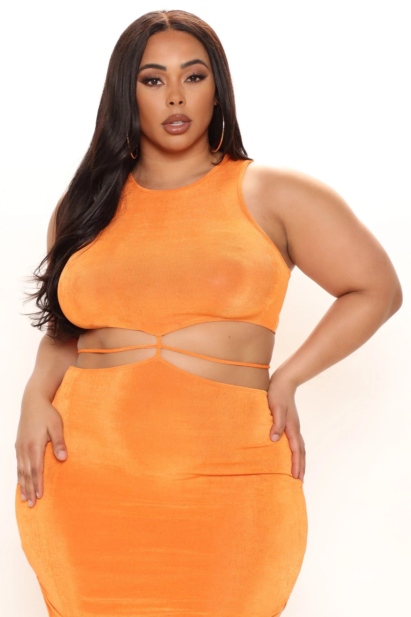 Fashion Nova Start Off Right Slinky Midi Dress - Orange 8 Fashion Nova Start Off Right Slinky Midi Dress - Orange - Image 6