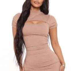 Fashion Nova Only Ruched Mini Dress - Taupe -fashion nova dresses Shop 01 25 21Studio1 CE ON 14 36 49 29 JD42170 Taupe 3597 WG