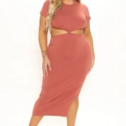 Fashion Nova Just Chilling Midi Dress - Marsala -fashion nova dresses Shop 01 25 22Studio2 KJ AC14 42 31 45 JD44736A Marsala 0095 PLUS PB