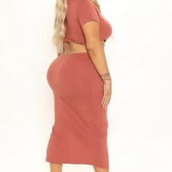 Fashion Nova Just Chilling Midi Dress - Marsala -fashion nova dresses Shop 01 25 22Studio2 KJ AC14 42 55 45 JD44736A Marsala 0098 PLUS PB