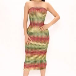 Fashion Nova Bermuda Baby Midi Dress - Green/combo