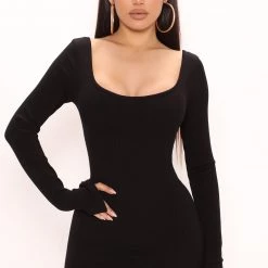 Fashion Nova Desire Double Scoop Snatched Midi Dress - Black -fashion nova dresses Shop 01 25 22Studio3 CE RL 11 34 35 37 D14313 Black 1821 EH