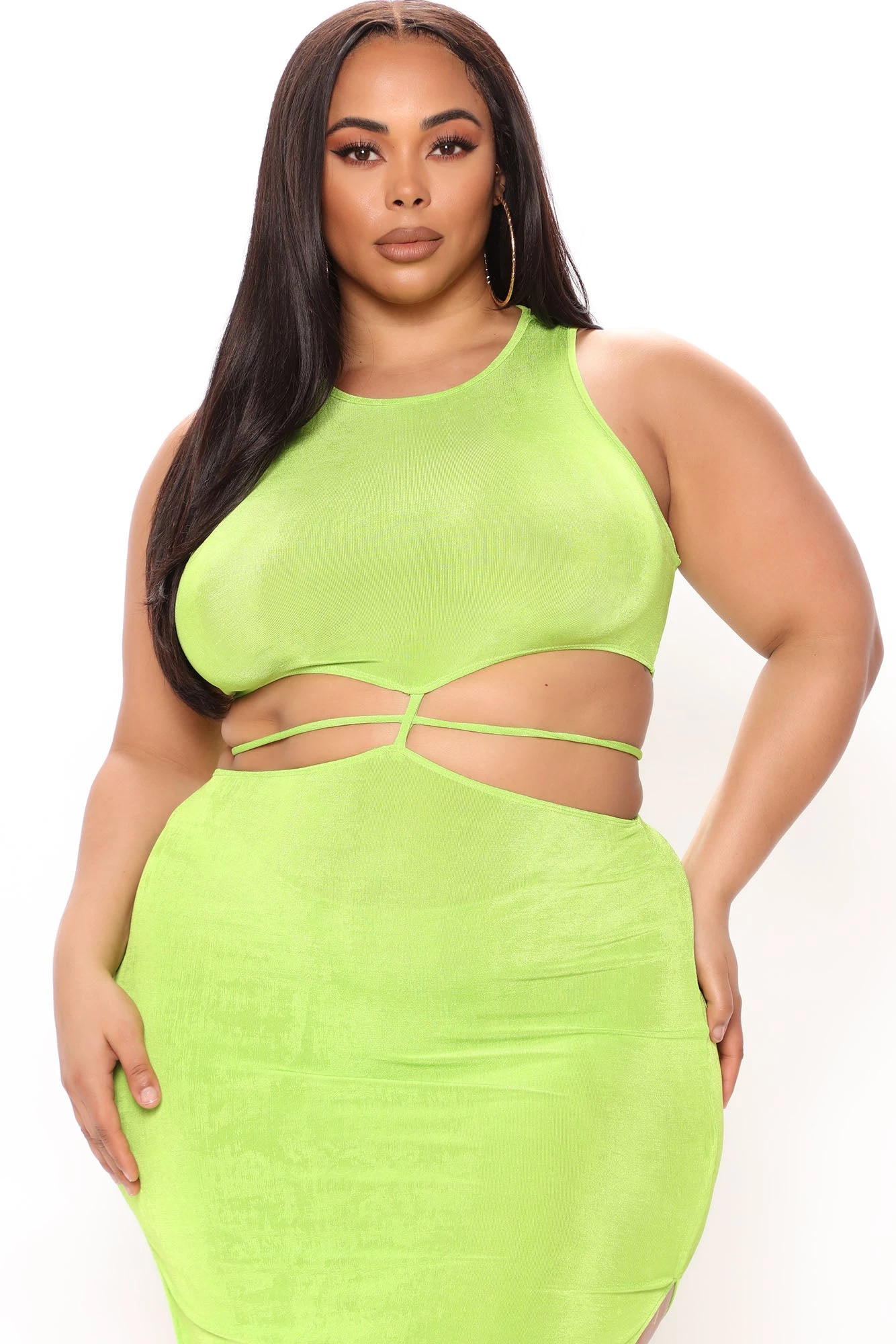 Fashion Nova Start Off Right Slinky Midi Dress - Lime 8 Fashion Nova Start Off Right Slinky Midi Dress - Lime - Image 6