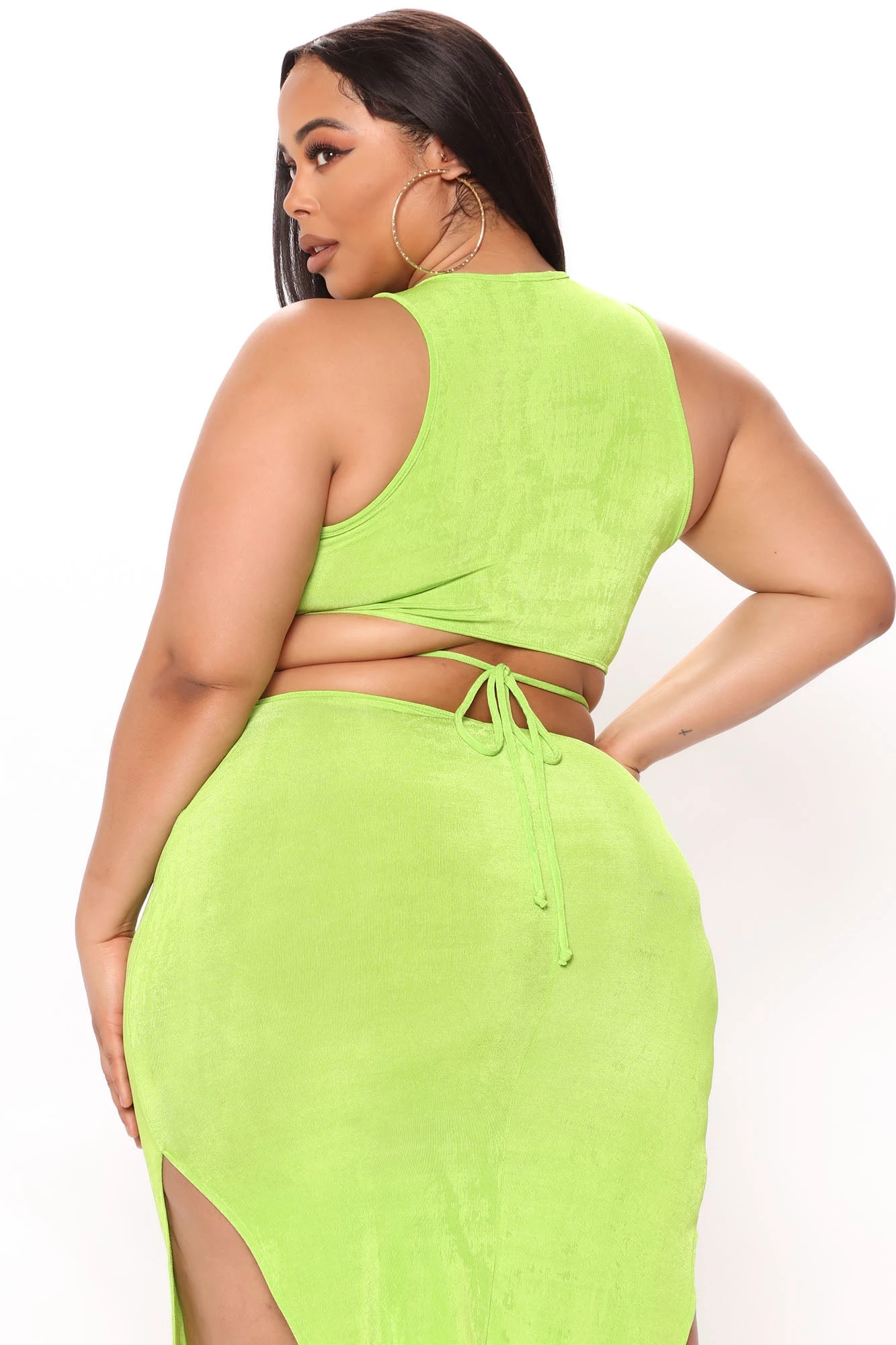Fashion Nova Start Off Right Slinky Midi Dress - Lime 10 Fashion Nova Start Off Right Slinky Midi Dress - Lime - Image 8