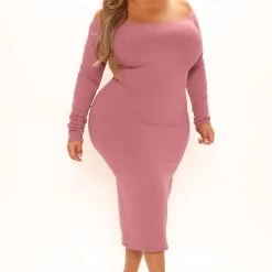 Fashion Nova Alpha Off Shoulder Snatched Dress - Mauve -fashion nova dresses Shop 01 31 22Studio2 KS 13 13 11 5 D14326 Mauve 9878 PLUS SG