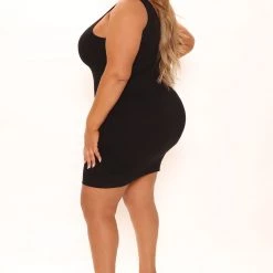 Fashion Nova Jane Heavy Rib Mini Dress - Black -fashion nova dresses Shop 01 31 22Studio2 KS 13 18 32 53 4701DM Black 10373 PLUS PB