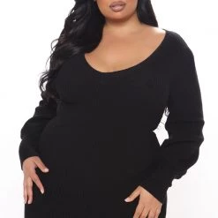 Fashion Nova Steph Sweater Mini Dress - Black -fashion nova dresses Shop 02 02 21Studio2 MS TB 15 12 32 66 90633 Black PLUS 0521 JK
