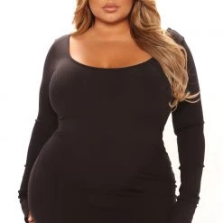 Fashion Nova Desire Double Scoop Snatched Midi Dress - Black -fashion nova dresses Shop 02 02 22Studio1 RT RL 11 35 47 32 D14313 Black 14325 PLUS KS