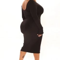 Fashion Nova Desire Double Scoop Snatched Midi Dress - Black -fashion nova dresses Shop 02 02 22Studio1 RT RL 11 35 47 32 D14313 Black 14328 PLUS KS