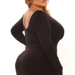 Fashion Nova Desire Double Scoop Snatched Midi Dress - Black -fashion nova dresses Shop 02 02 22Studio1 RT RL 11 35 47 32 D14313 Black 14331 PLUS KS