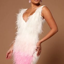 Fashion Nova Jackie Feather Mini Dress - White/Pink -fashion nova dresses Shop 02 03 22Studio5 SN KP 12 01 48 19 GWX121 WhitePink 0182 EH