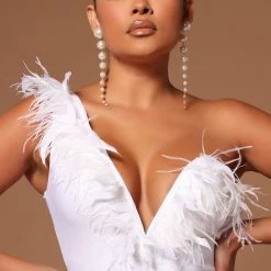 Fashion Nova Alana One Shoulder Feather Midi Dress - White -fashion nova dresses Shop 02 03 22Studio5 SN KP 14 30 52 28 B16968 White 0258 SG