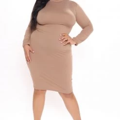 Fashion Nova Feelin It Midi Dress - Taupe -fashion nova dresses Shop 02 04 21Studio4 DD SA 14 30 30 51 DZ7243 Taupe PLUS 53071 JK
