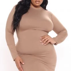 Fashion Nova Feelin It Midi Dress - Taupe -fashion nova dresses Shop 02 04 21Studio4 DD SA 14 30 35 51 DZ7243 Taupe PLUS 53077 JK