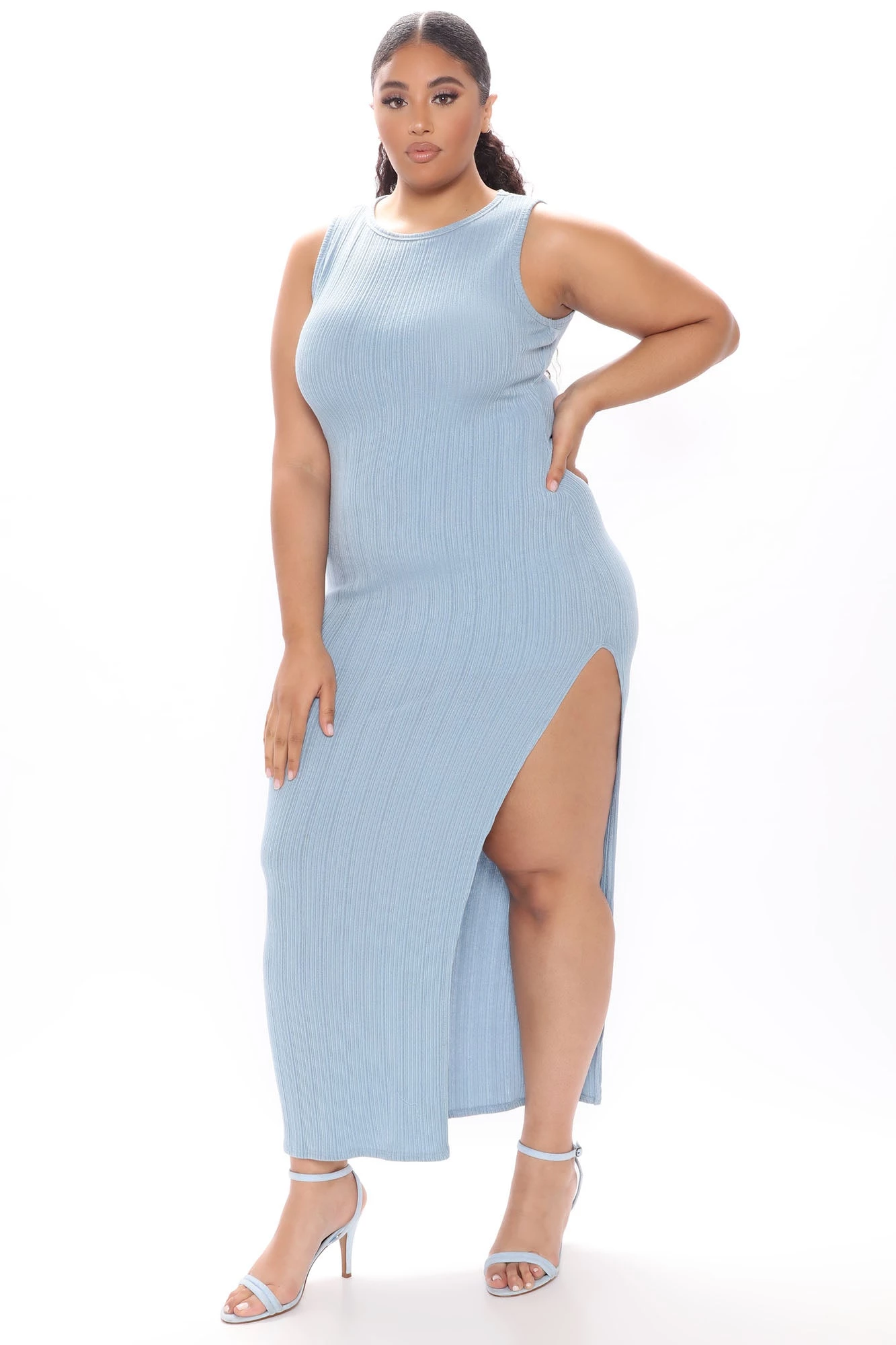 Fashion Nova Keep It Basic Ribbed Maxi Dress - Blue - Image 6