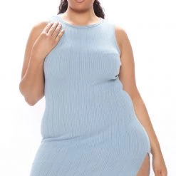Fashion Nova Keep It Basic Ribbed Maxi Dress - Blue -fashion nova dresses Shop 02 12 21Studio4 SN DJ 10 09 19 3 D6112 Blue P 52949 PLUS KL