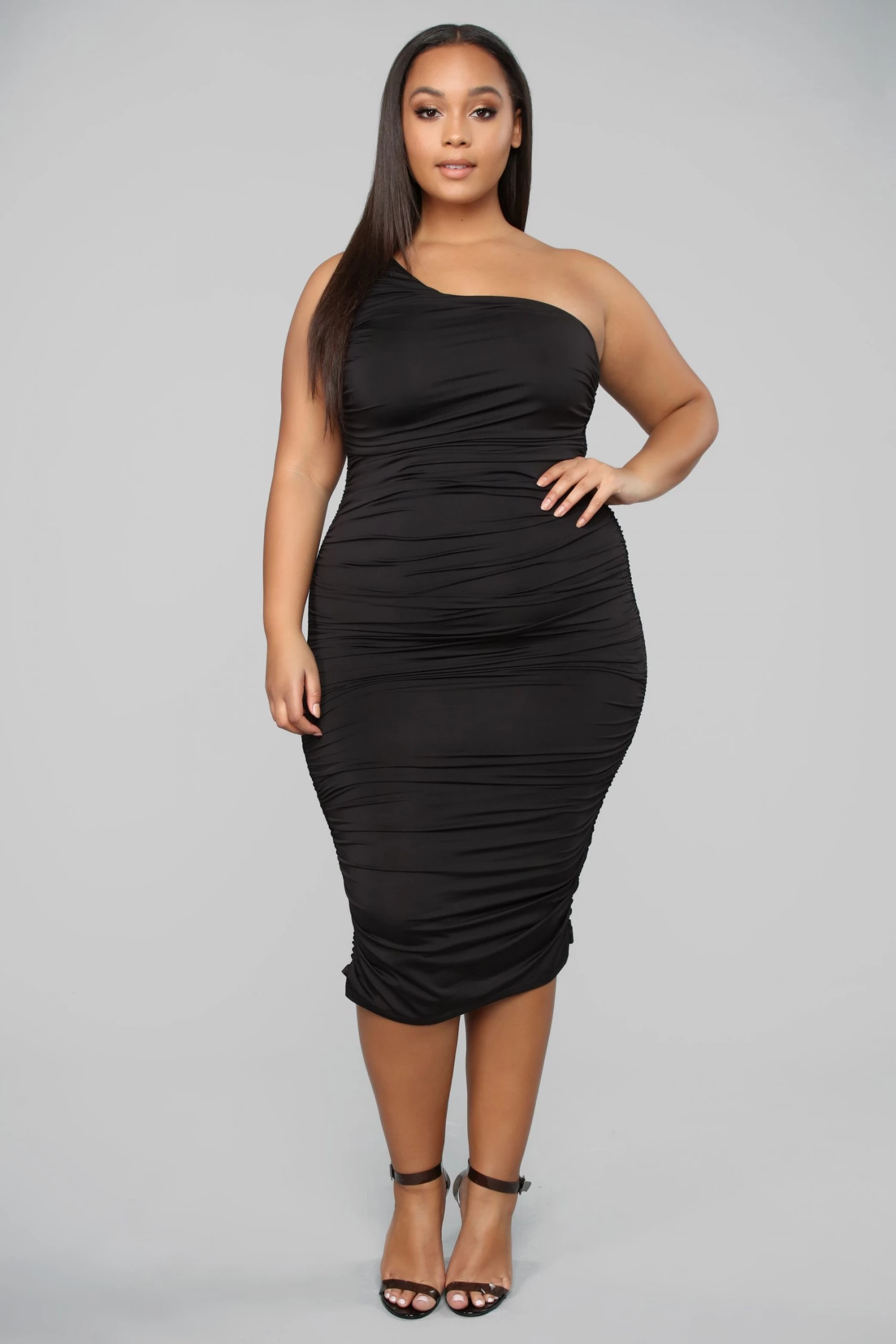 Fashion Nova Barely Know Me One Shoulder Midi Dress - Black 7 Fashion Nova Barely Know Me One Shoulder Midi Dress - Black - Image 5