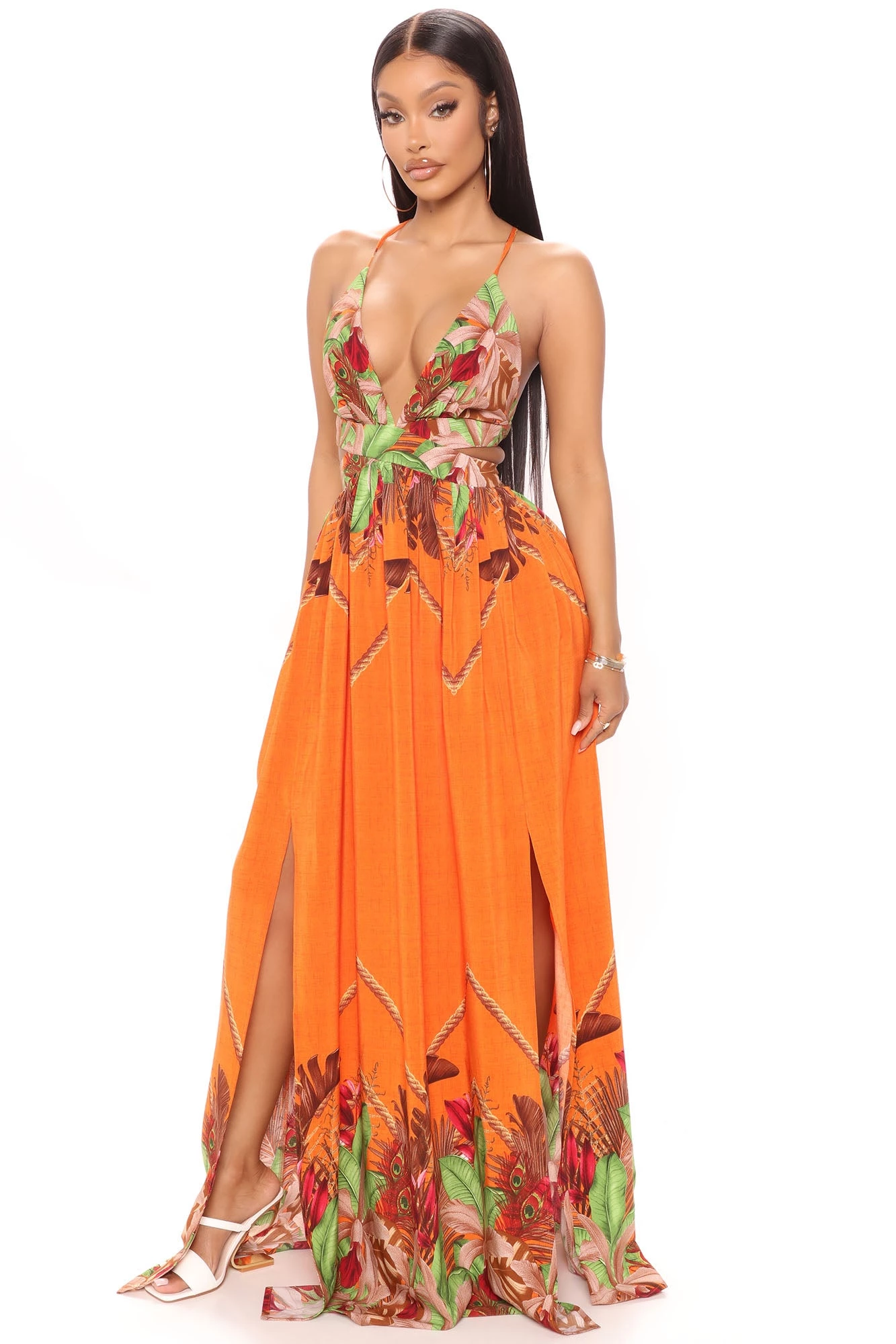 Fashion Nova Lanai Sleeveless Maxi Dress - Orange/combo 4 Fashion Nova Lanai Sleeveless Maxi Dress - Orange/combo - Image 2