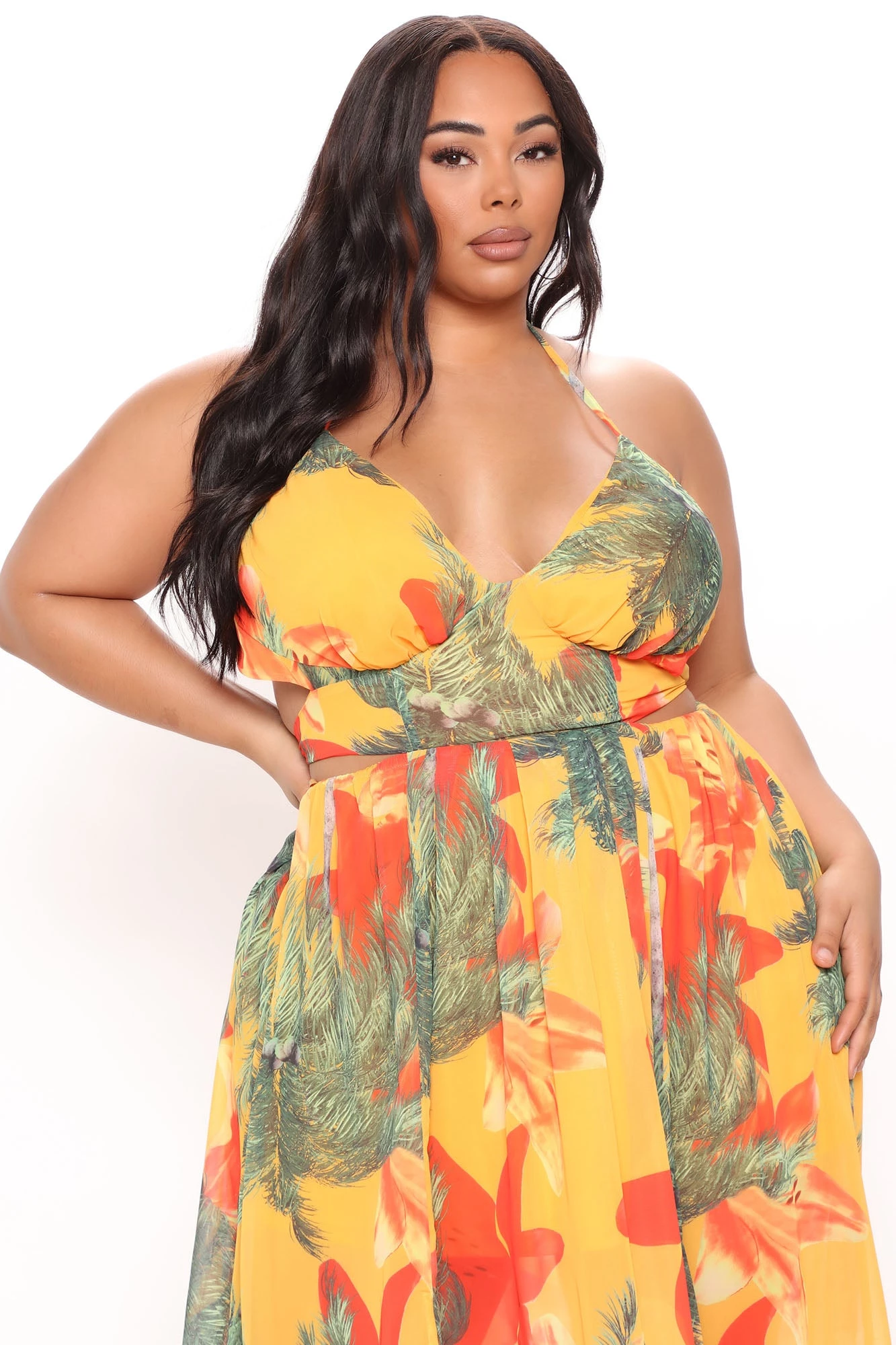 Fashion Nova Kenz Halter Maxi Dress - Orange/combo - Image 6