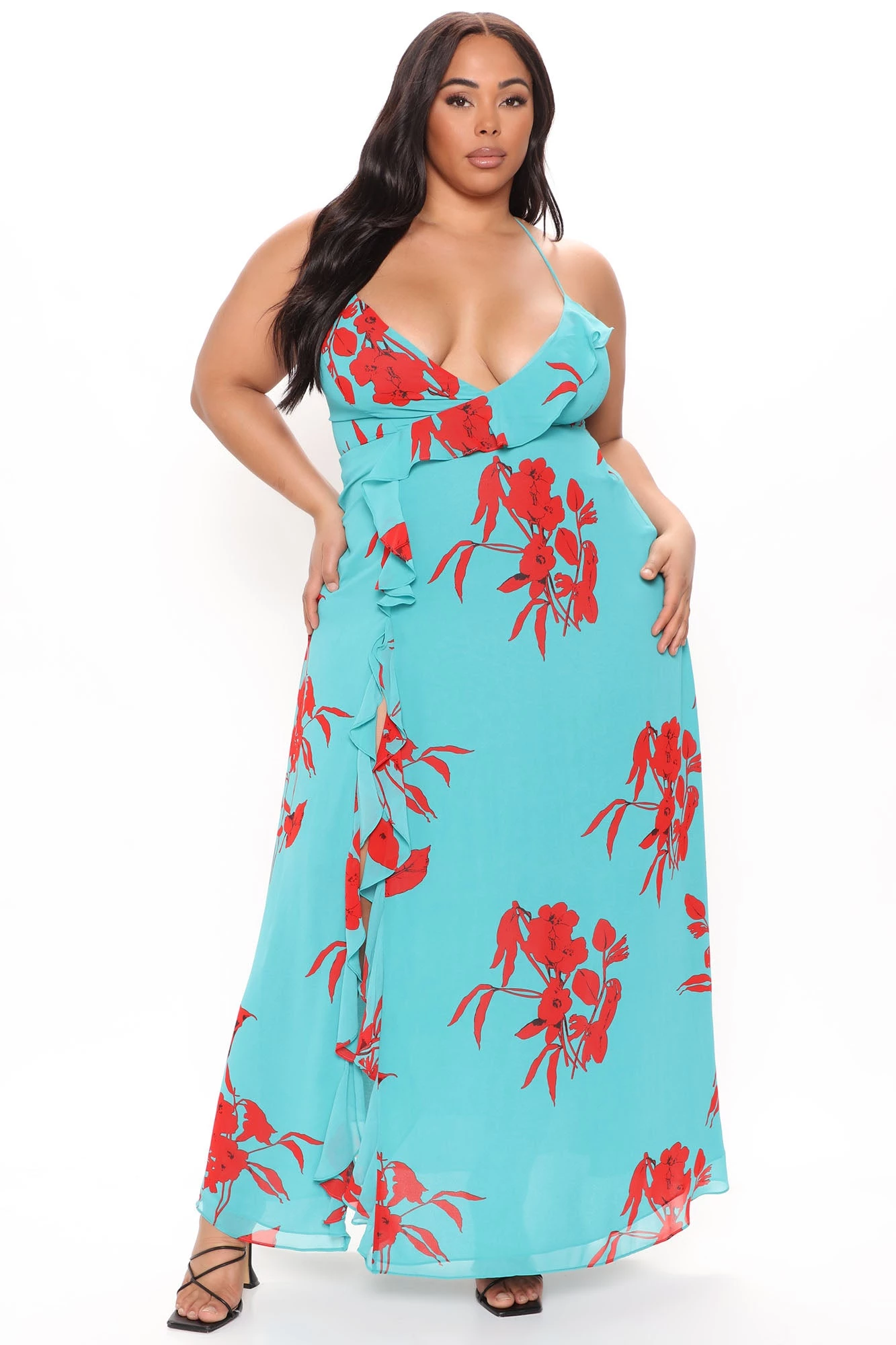 Fashion Nova Live For The Frill Maxi Dress - Teal/combo - Image 5