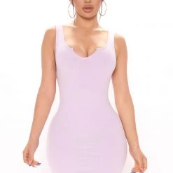 Fashion Nova Jane Heavy Rib Mini Dress - Lilac