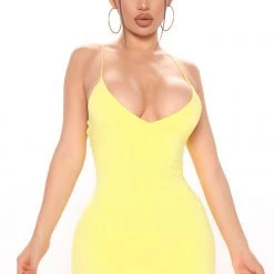 Fashion Nova Sweet Talker Double Lined Mini Dress - Yellow