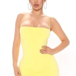 Fashion Nova Danielle Double Lined Mini Dress - Yellow