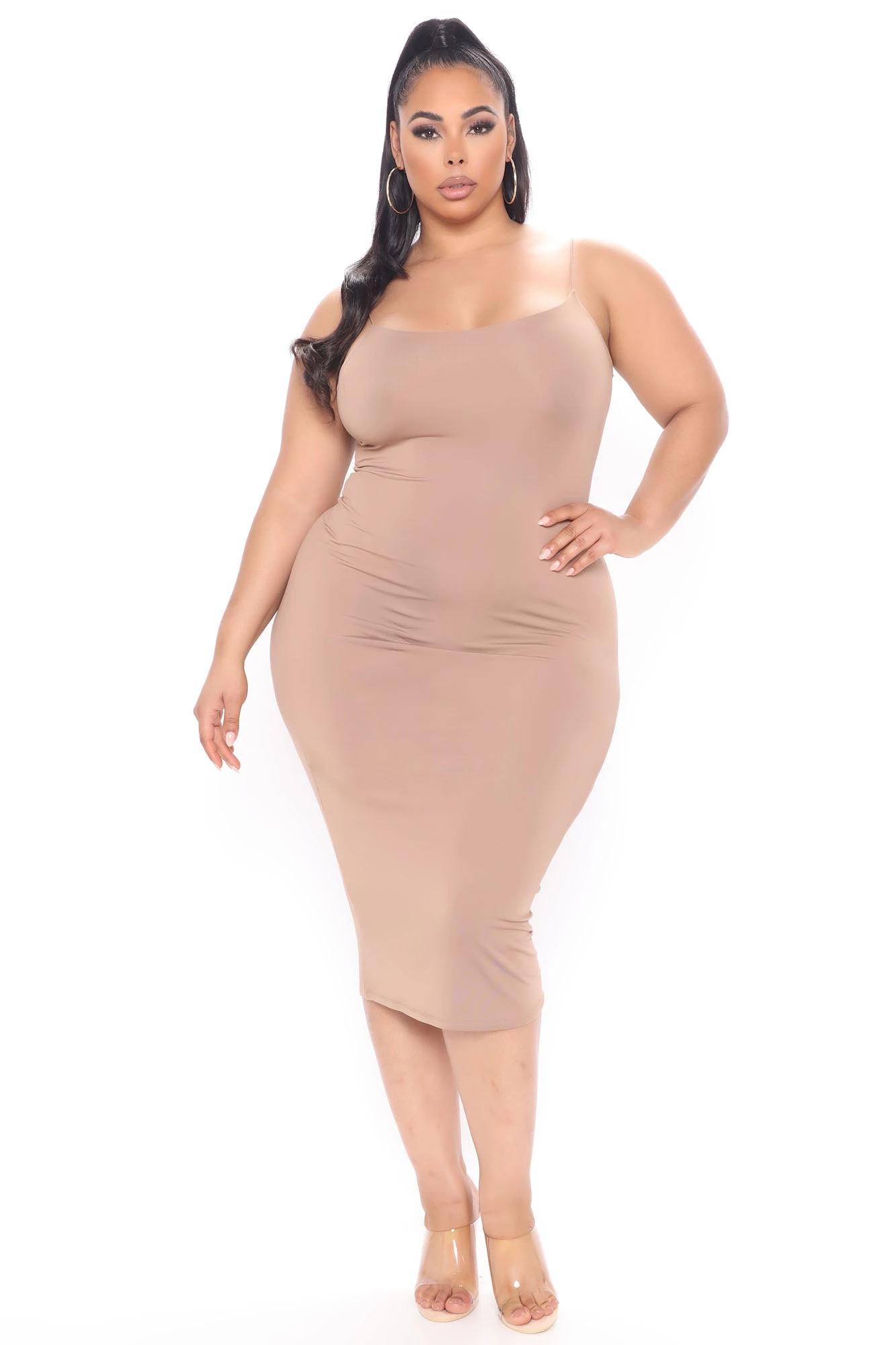 Fashion Nova Bouncing Back Midi Dress - Taupe 6 Fashion Nova Bouncing Back Midi Dress - Taupe - Image 4