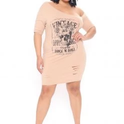 Fashion Nova Damsel In Distressed Graphic Mini Dress - Mocha -fashion nova dresses Shop 02 19 21Studio4 SN KW 11 39 27 23 RD17111D Mocha PLUS 53036 WG