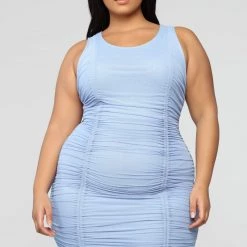 Fashion Nova Sweet Attitude Ruched Mesh Mini Dress - Blue -fashion nova dresses Shop 02 22 19 Studio 4 RM 11 26 20 D9682MESH Blue 36420 WG scaled