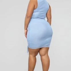 Fashion Nova Sweet Attitude Ruched Mesh Mini Dress - Blue -fashion nova dresses Shop 02 22 19 Studio 4 RM 11 27 03 D9682MESH Blue 36455 WG scaled