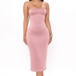 Fashion Nova Tanya Double Lined Midi Dress - Mauve