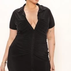 Fashion Nova Janelle Ruched Shirt Dress - Black 15 Fashion Nova Janelle Ruched Shirt Dress - Black -fashion nova dresses Shop 02 23 22Studio1 DM MJ 09 27 35 1 JD10784 Black 4837 PLUS EH