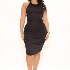 Fashion Nova After Brunch Midi Dress - Black
