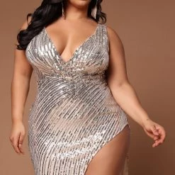 Fashion Nova Delilah Sequin Maxi Dress - Silver -fashion nova dresses Shop 02 28 22Studio3 ME KP 10 47 19 6 A88951 Silver 0100 PLUS SG